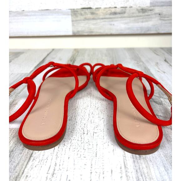 Veronica Beard Women’s 9.5 Orange Mayuri Suede Leather T-Strap Flat Sandals - Picture 7 of 12